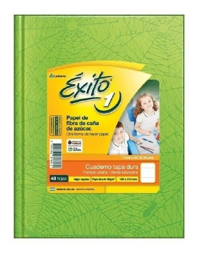 Cuaderno Tapa Dura 48h Exito Rayado Araña Verde Manzana