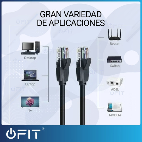 Imagen 3 de 10 de Cable Patch Cord 5 Metros Rj45 Utp Categoria 5e Negro