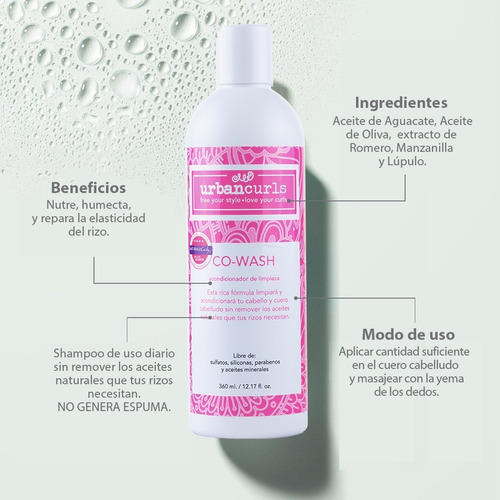 Imagen 2 de 7 de Co-wash Urban Curls Para Rizos 360 Ml