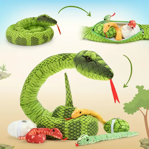 Morismos Peluche De Serpiente Gigante Mamá Con Bebés, Jug.