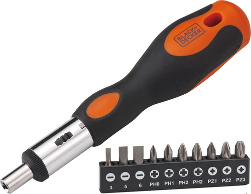 Atornillador Manual Black Decker + 10 Puntas Philips Plano