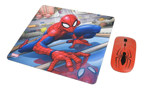 Kit Spiderman Mouse + Pad Mouse Inalámbrico Rojo; Electrotom