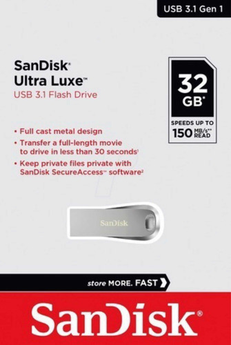 Pendrive Sandisk Ultra Luxe 32gb Usb 3.1