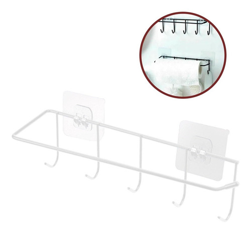 Percha Perchero Portarollo Colgante Adhesivo Cocina Baño