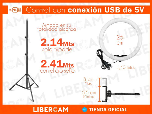 Imagen 4 de 10 de Aro Anillo Selfie Luz Led Rgb Tripode Ring Light Usb Celular