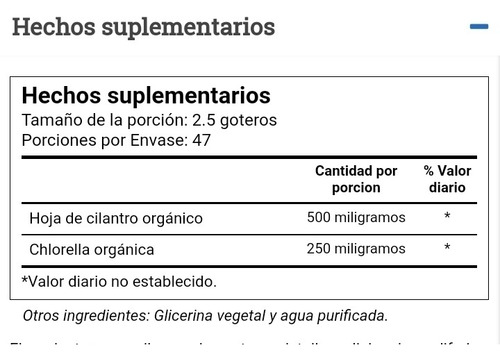 Imagen 3 de 3 de Detox Natural Líquido Chiorella Y Cilantro Elimina Metales