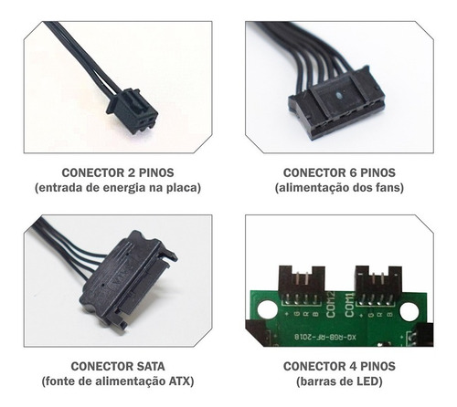 Kit 3 Coolers Led Rgb Rítmico Af-k1225 K-mex Com Controladora E Controle Remoto