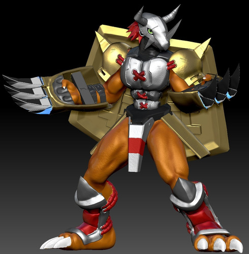 Diorama Tai-wargreymon De Digimon De 20cm Pintado A Mano
