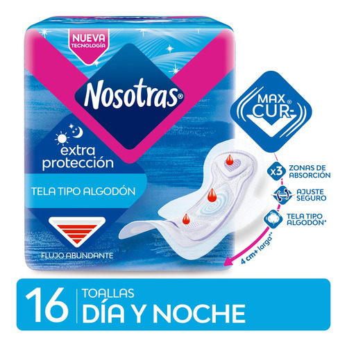 Nosotras Toallas Higiénicas Día Y Noche X16u Algodón 