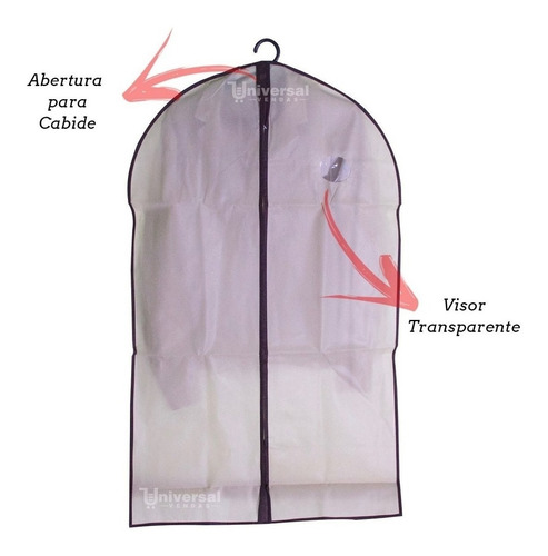 Imagem 3 de 5 de Kit 2 Pçs Capa Em Tnt P/ Roupas Terno Vestido Zíper 60x100