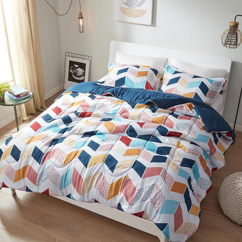 Comfort Spaces Kylar Cozy Comforter Set, Vibrante Diseño De 