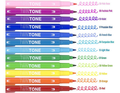 Marcadores Tombow Twintone Colores Arcoiris 12 Pzas