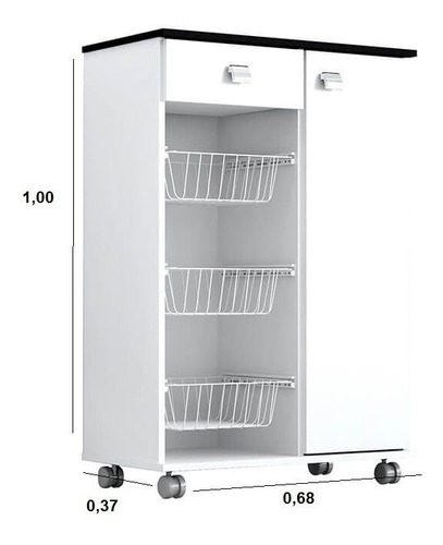 Imagem 3 de 4 de Fruteira Natasha 1 Porta 1 Gaveta Branco