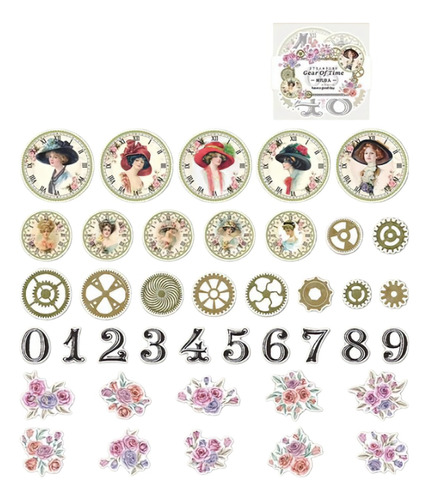 Set De 40 Stickers Vintage Romántico Collages Journal Scrap