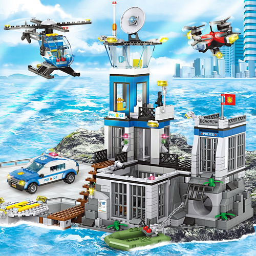 Juego De Bloques De Construcción De Isla De Prisión De Polic