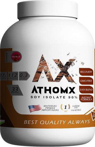 Proteína Athomx Aislada De Soja 90% 1kg Sabor Frutilla 