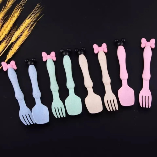 Cubierto Portátil Ecológico Diseño Micky Minni Fibra Trigo