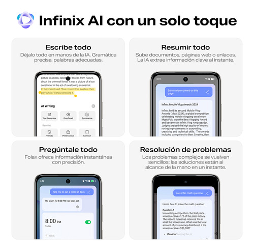 Celular Infinix Smart 10 Dual Sim One-tap Infinix Al 4gb Ram 128gb Rom Plata Titanio Batería De 5000mah Ip64 Pantalla De 120hz Transferencia Táctil