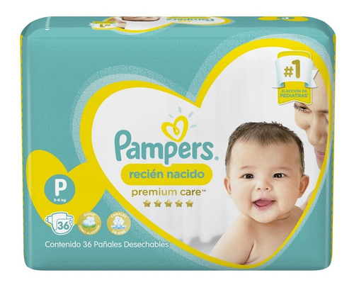 4 Paquete Pañales Pampers Premium Care 144 Unidades Talla P