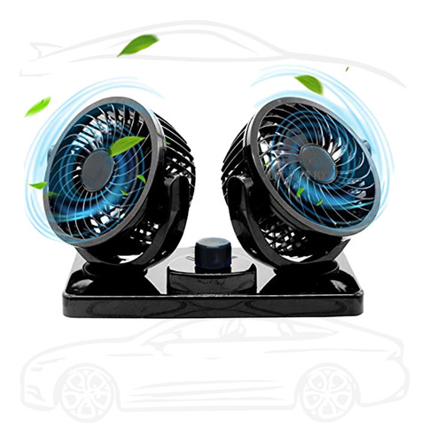 Ventilador Doble Para Coche Auto 12v Potente 2 Vel Gira 360