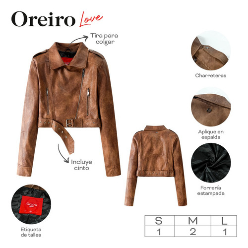 Campera Cuero Moto Biker Mujer Rockera Eco Motera Rocker