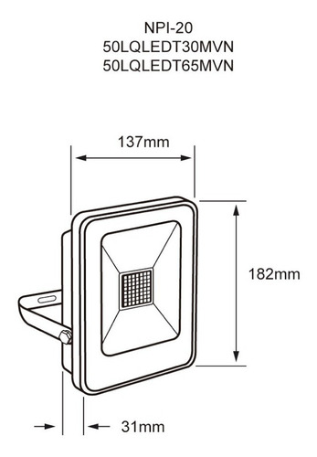 Imagen 4 de 6 de Reflector Exterior Led Ip65, 50w, Luz Cálida Tecnolite