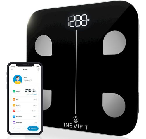 Báscula digital Inevifit I-BF003 negra, hasta 180 kg