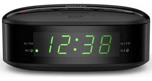 Reloj De Escritorio Compacto Philips Alarma Y Radio Negro Fj