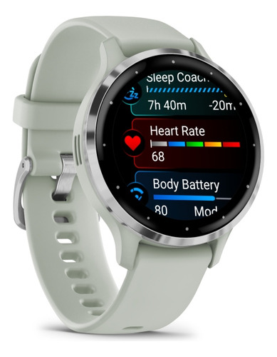 Reloj Garmin Venu 3s Oxímetro Smartwatch Sage Gray 41mm Color Del Bisel Plateado