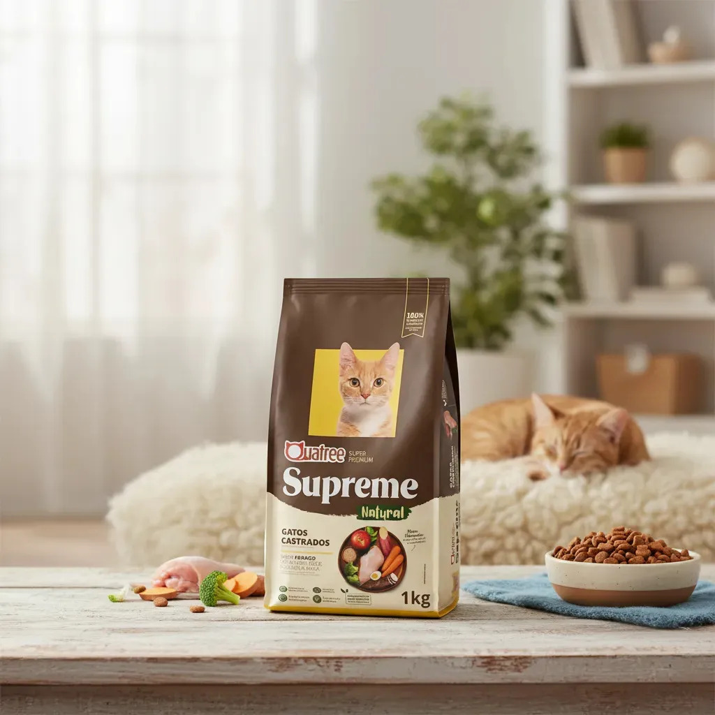 Ração Quatree Supreme Natural Gatos Castrados Frango 1Kg