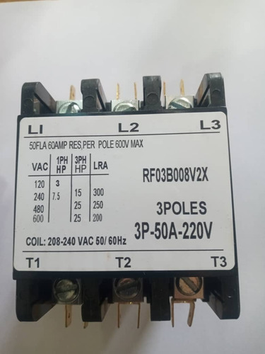 Contactor 3 Polos 3 X 50 Amp 220 Watts Monofasico Trifasico