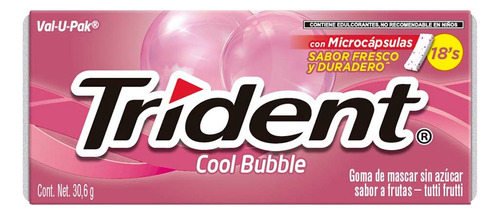 Chiclets Trident Valu Pack Cool Bubble 18 Piezas