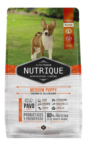 Alimento Nutrique Medium Puppy para perro cachorro de raza mediana sabor pavo en bolsa de 3 kg