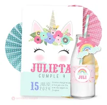 Comprar Kit Imprimible Unicornio Arcoiris Pastel Candy Invitación 3