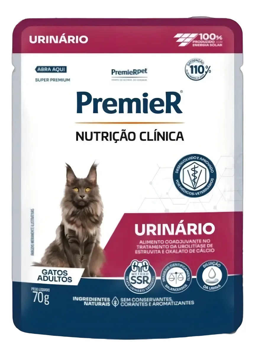Premier Comida Úmida Gato Adulto Cuidados Urinários Kit 20 Sachês 70g