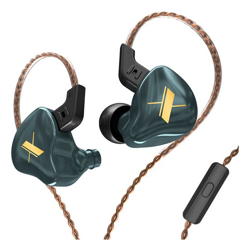 Auriculares con cable, micrófono y cancelación de ruido de color verde oscuro