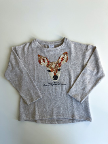 Sweater Zara Niña Beige Ciervo Talle 8 Años No Cheeky Mimo