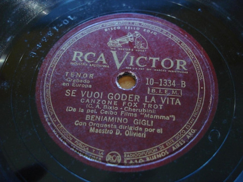 Pasta Beniamino Gigli Rca Victor 103761 C57