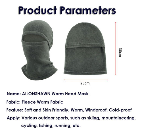 Pasamontañas De Forro Polar Máscara De Esquí Invierno Unisex Color Diseño De La Tela Talle