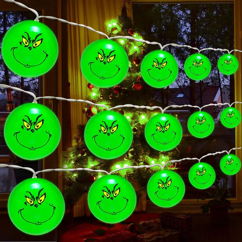 Guirnalda De 20 Luces Led Para Árbol De Navidad De Grinch