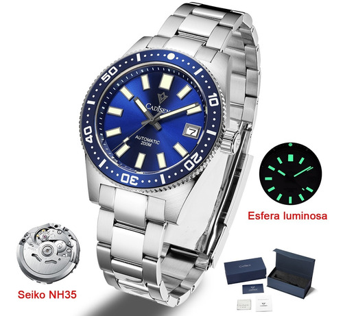 Reloj Mecánico Cadisen Diver Para Hombre, Japón Nh35a