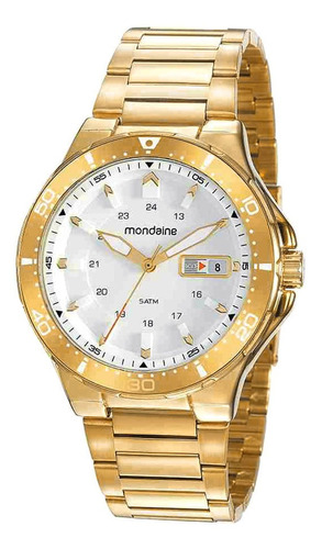 Relógio Mondaine Masculino Dourado Branco 32222gpmvde1