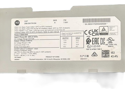 Inversor Allen-brandley Powerflex 525 25b-d017n104 (Usado)