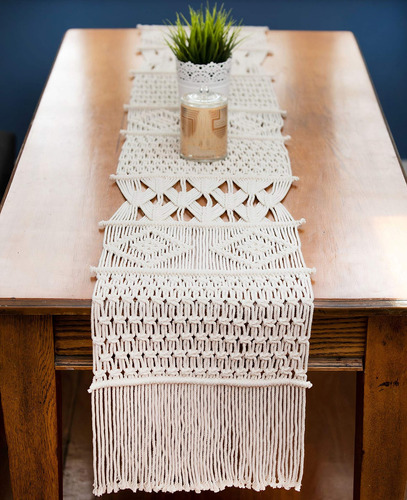 Macrame Table Runner, Boho Table Runner 86 X 13 Pulgadas, Pe