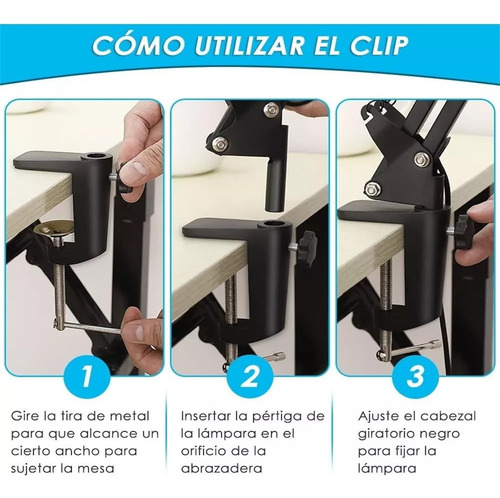 10x Luz De Lupa Led 3 Modos De Color Regulable Reparar Leer