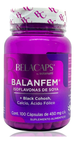 Balanfem Isoflavonas De Soya Solanum 100 Caps Belacaps Solan