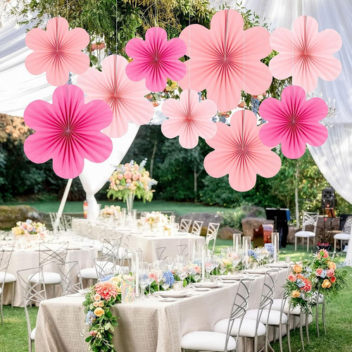 Set De Flores En Forma De Abanico De Papel Para Decoración