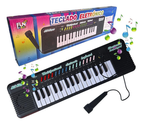 Teclado Com Microfone Piano Infantil Brinquedo Musical