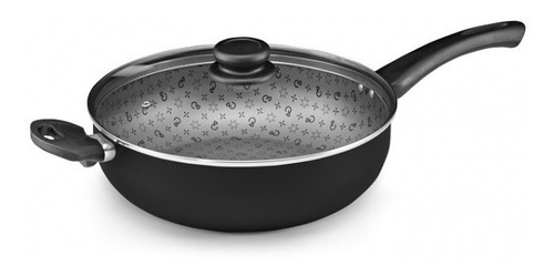 Frigideira Wok Antiaderente 28cm Maximum C/ Tampa Panelux Cor Preto