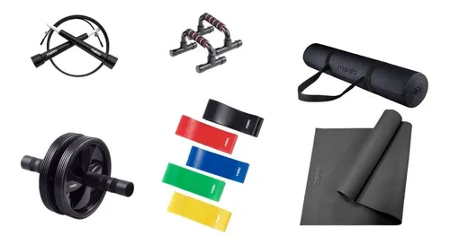 Kit De Gimnasia Rueda Colchoneta 6mm Soga Bandas Paralelas